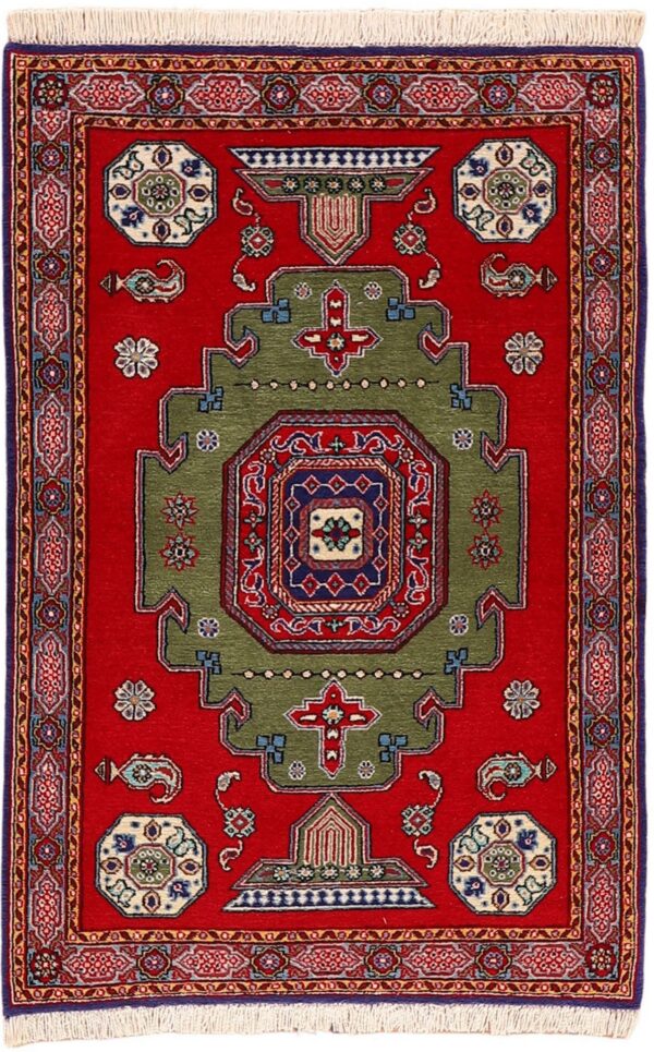 Qom Persian Rug 83 × 124 cm, Wool and Silk, hand-knotted