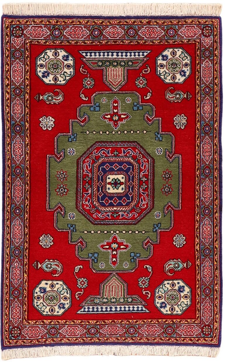 Qom Persian Rug 83 × 124 cm, Wool and Silk, hand-knotted
