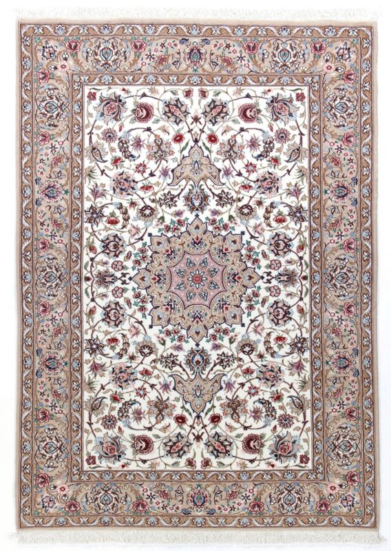 Isfahan Persian Rug 100 × 157 cm, Wool and Silk, hand-knotted