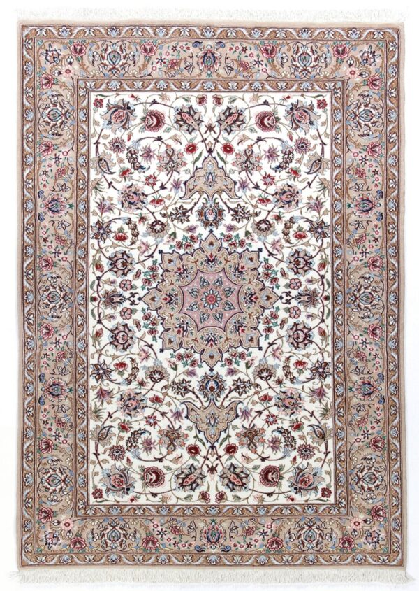 Isfahan Persian Rug 100 × 157 cm, Wool and Silk, hand-knotted