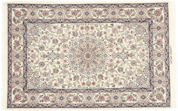 Isfahan Persian Rug 113 × 173 cm, Wool and Silk, hand-knotted