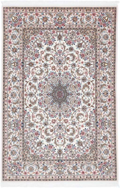 Isfahan Persian Rug 130 × 200 cm, Wool and Silk, hand-knotted