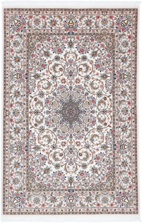 Isfahan Persian Rug 130 × 200 cm, Wool and Silk, hand-knotted