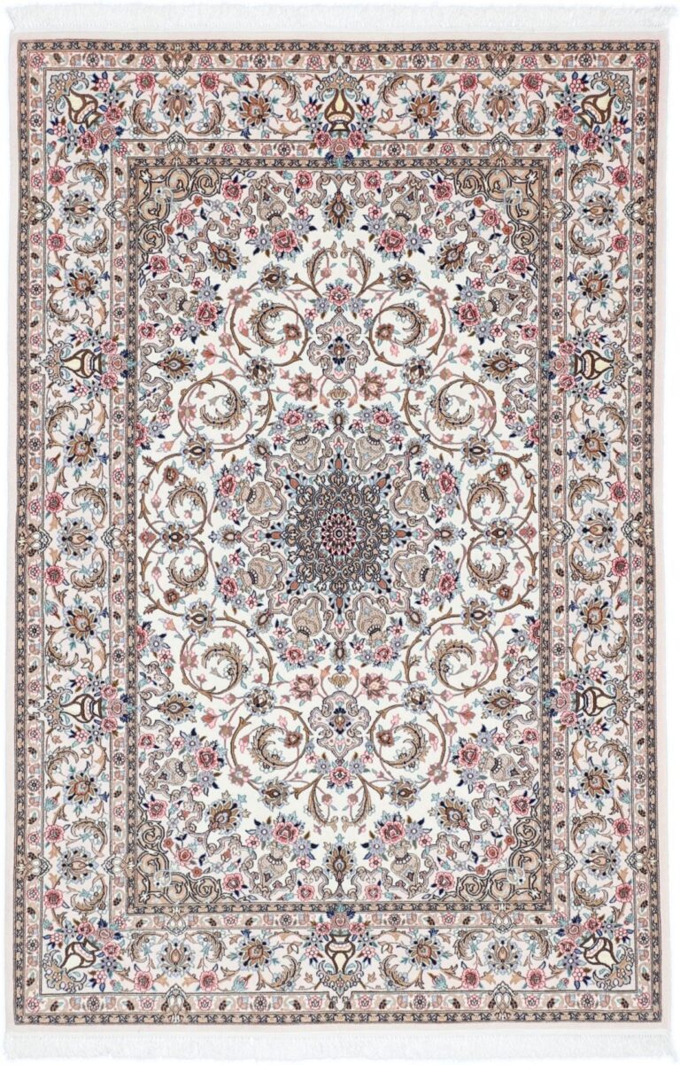 Isfahan Persian Rug 130 × 200 cm, Wool and Silk, hand-knotted