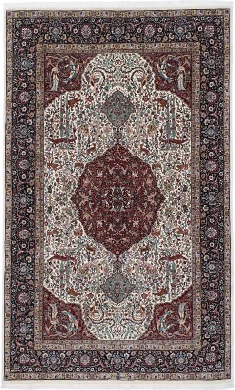 Isfahan Persian Rug 140 × 230 cm, Wool and Silk, hand-knotted