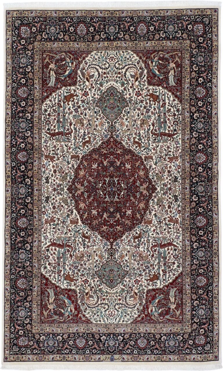 Isfahan Persian Rug 140 × 230 cm, Wool and Silk, hand-knotted