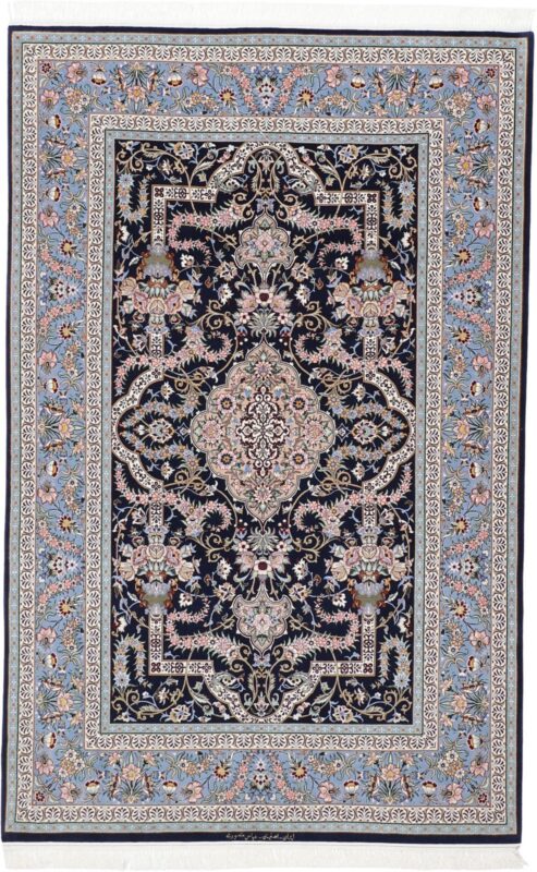 Isfahan Persian Rug 147 × 230 cm, Wool and Silk, hand-knotted