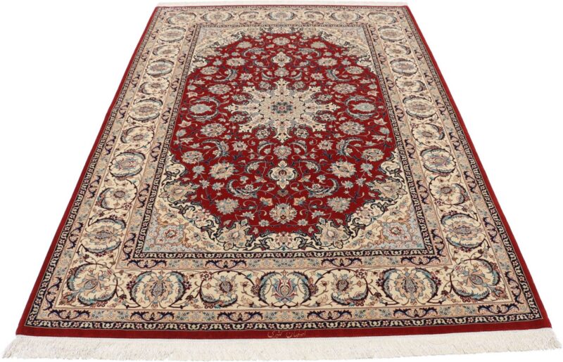 Isfahan Persian Rug 150 × 226 cm, Wool and Silk, hand-knotted — view 7