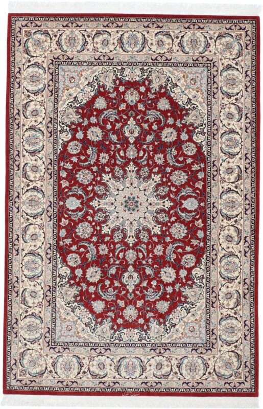 Isfahan Persian Rug 150 × 226 cm, Wool and Silk, hand-knotted