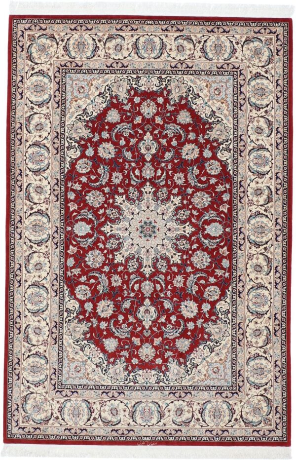 Isfahan Persian Rug 150 × 226 cm, Wool and Silk, hand-knotted