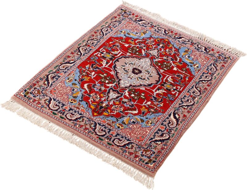 Isfahan Persian Rug 67 × 82 cm, Wool and Silk, hand-knotted — view 3