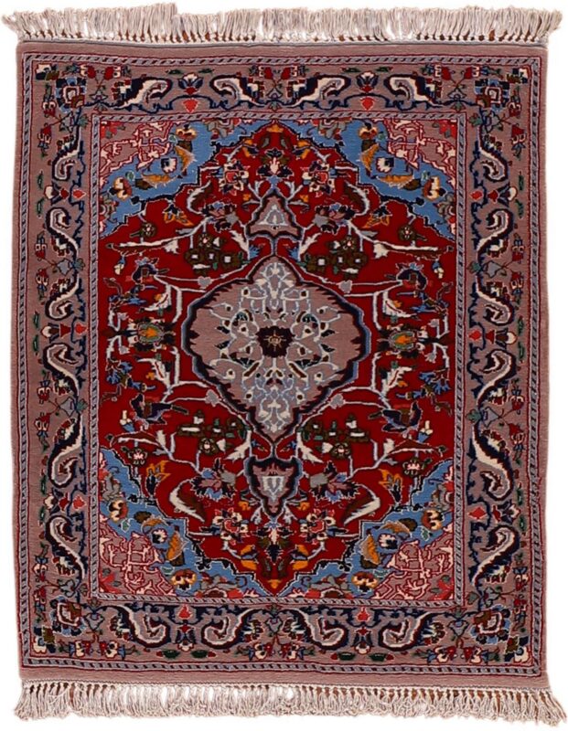 Isfahan Persian Rug 67 × 82 cm, Wool and Silk, hand-knotted