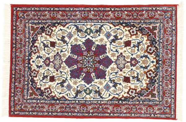 Isfahan Persian Rug 70 × 98 cm, Wool and Silk, hand-knotted