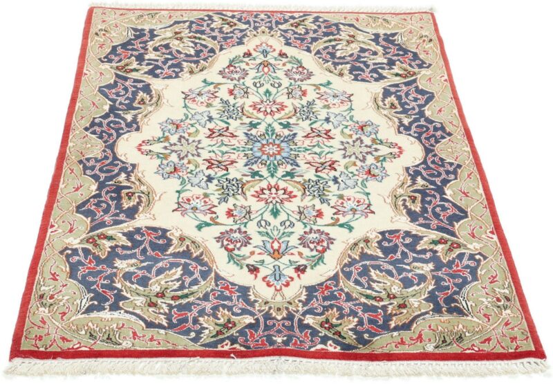 Isfahan Persian Rug 71 × 103 cm, Wool and Silk, hand-knotted — view 2
