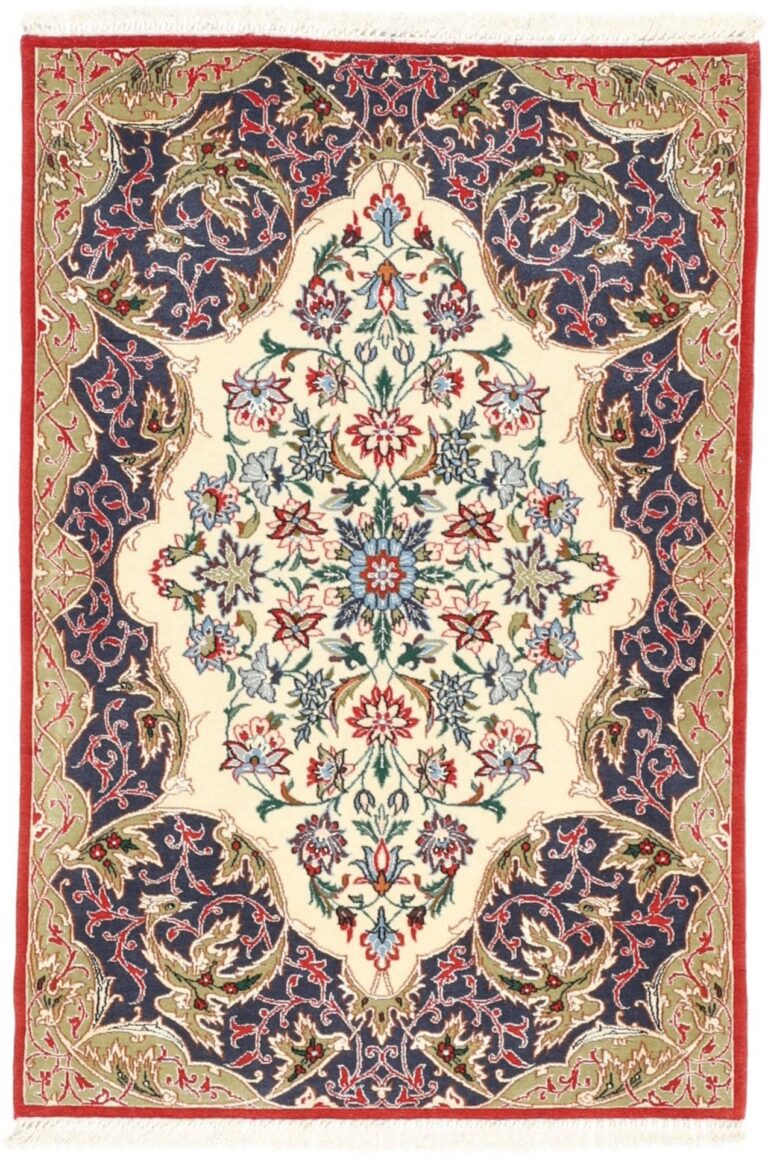 Isfahan Persian Rug 71 × 103 cm, Wool and Silk, hand-knotted