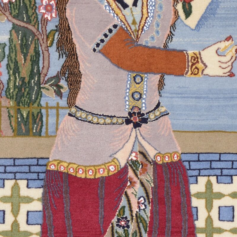 Isfahan Persian Rug 73 × 103 cm, Wool and Silk, hand-knotted — view 4