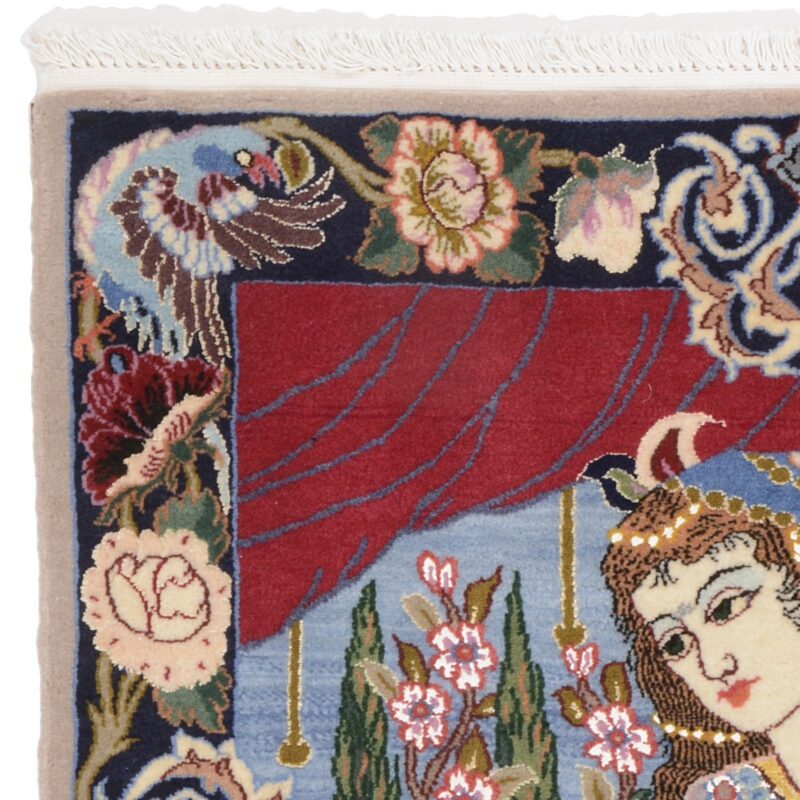 Isfahan Persian Rug 73 × 103 cm, Wool and Silk, hand-knotted — view 5