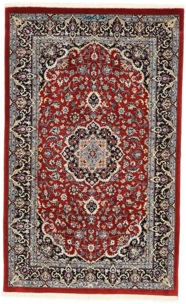 Isfahan Persian Rug 78 × 127 cm, Wool and Silk, hand-knotted
