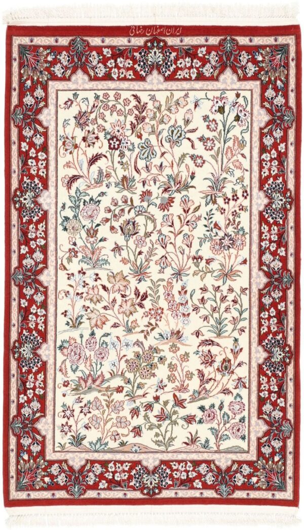 Isfahan Persian Rug 80 × 128 cm, Wool and Silk, hand-knotted