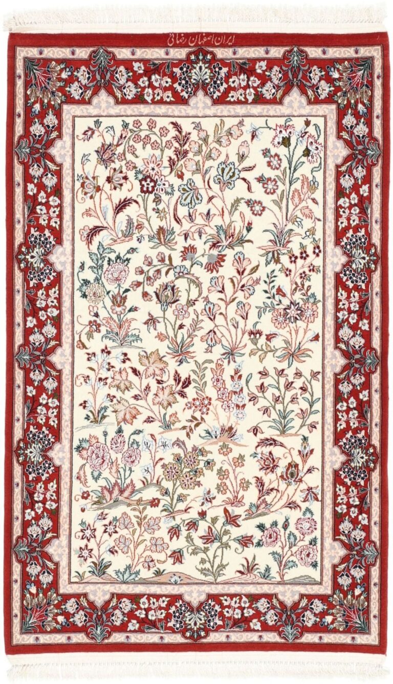 Isfahan Persian Rug 80 × 128 cm, Wool and Silk, hand-knotted