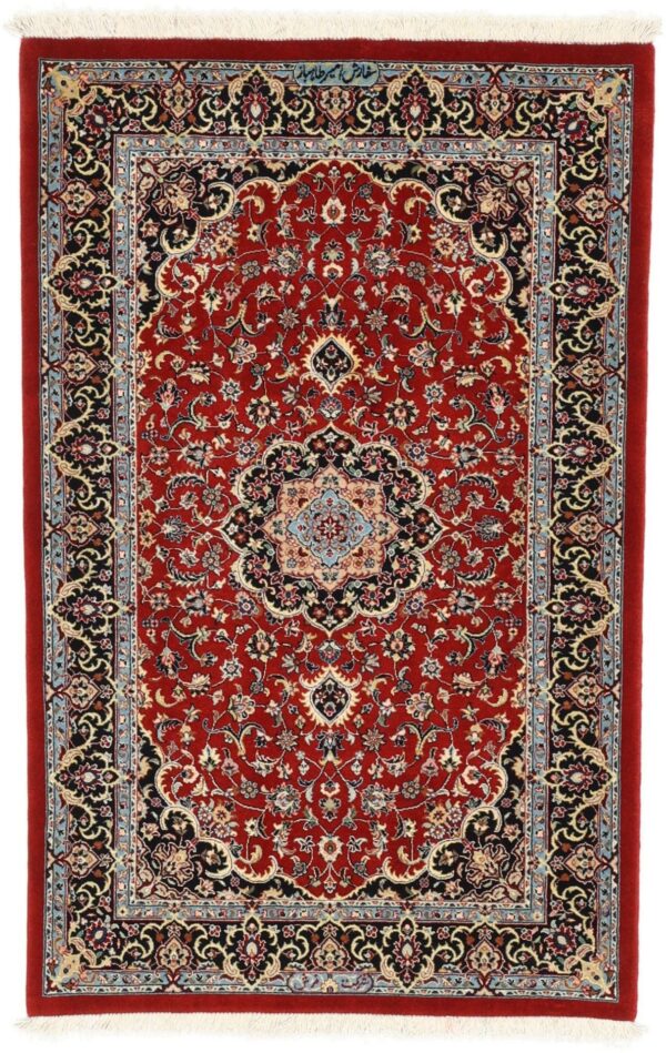 Isfahan Persian Rug 82 × 128 cm, Wool and Silk, hand-knotted