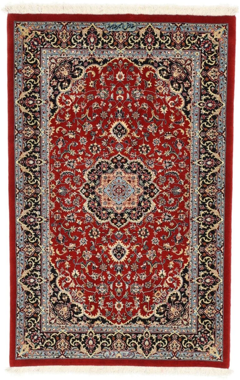 Isfahan Persian Rug 82 × 128 cm, Wool and Silk, hand-knotted