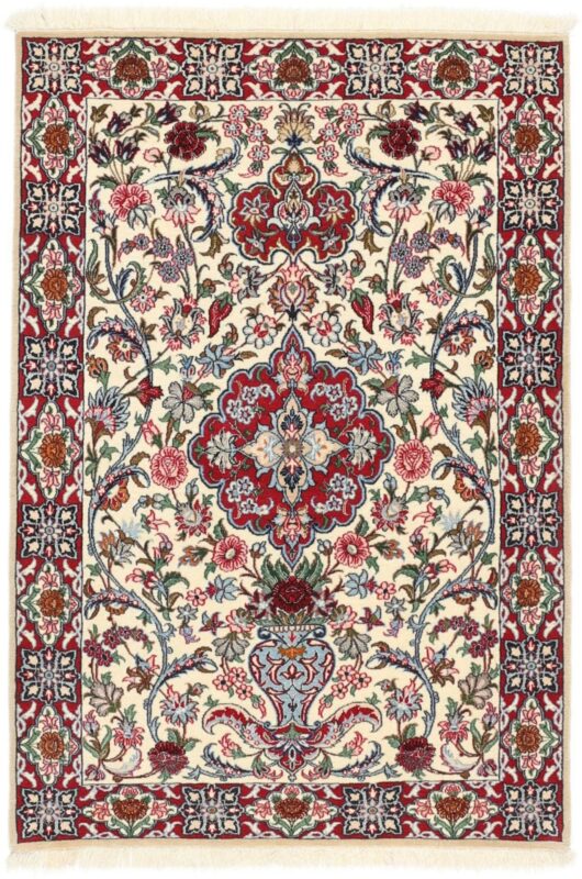 Isfahan Persian Rug 83 × 117 cm, Wool and Silk, hand-knotted