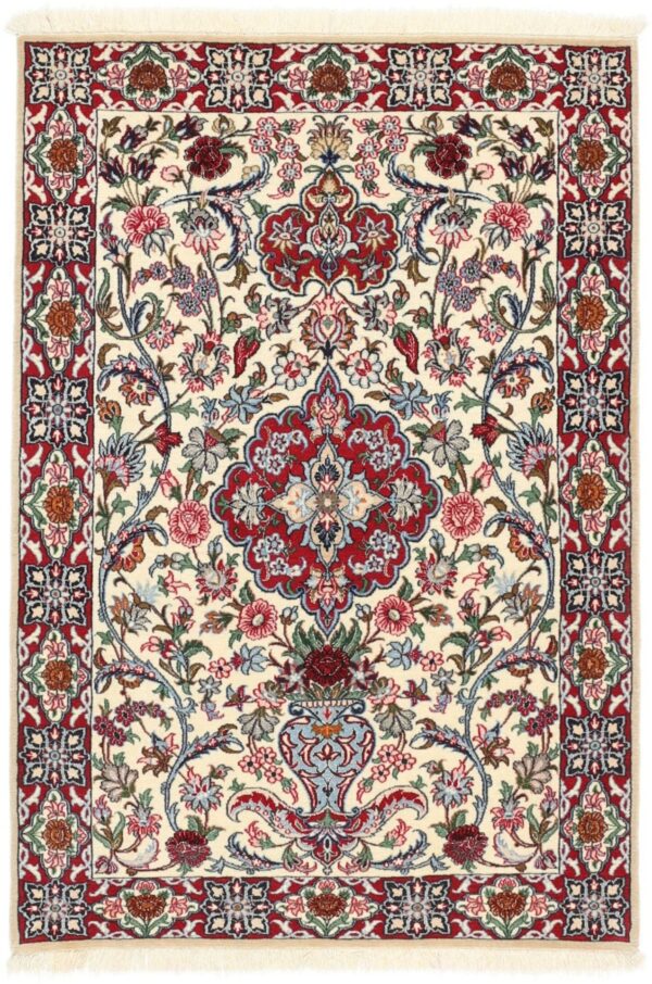Isfahan Persian Rug 83 × 117 cm, Wool and Silk, hand-knotted