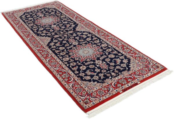 Isfahan Persian Rug 85 × 217 cm, Wool and Silk, hand-knotted — view 4
