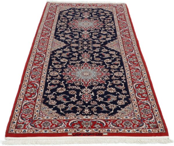 Isfahan Persian Rug 85 × 217 cm, Wool and Silk, hand-knotted — view 5