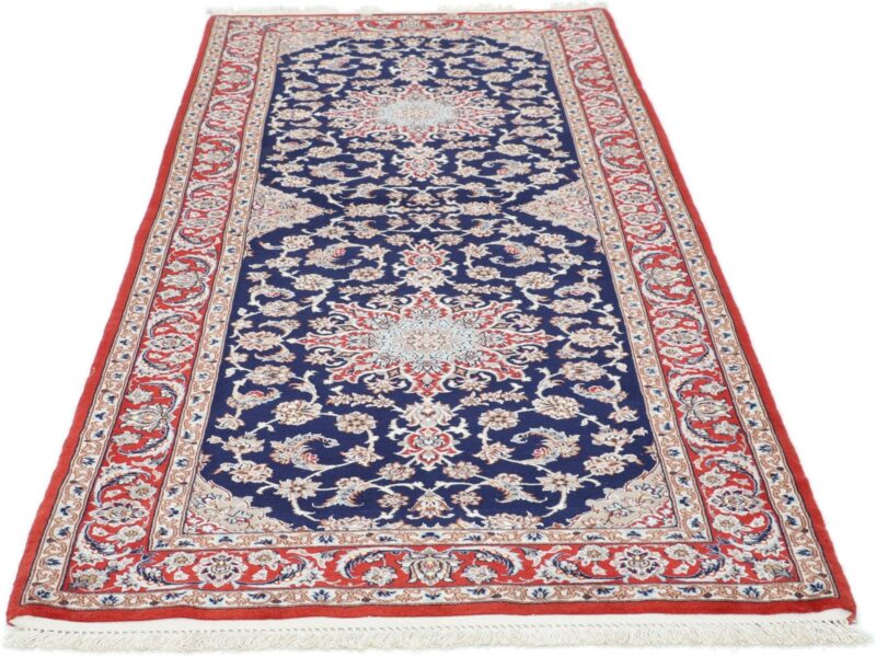 Isfahan Persian Rug 85 × 217 cm, Wool and Silk, hand-knotted — view 2