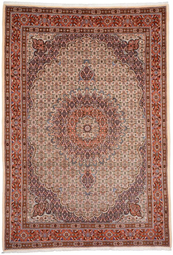 Moud Persian Rug 205 × 295 cm, Wool and Silk, hand-knotted