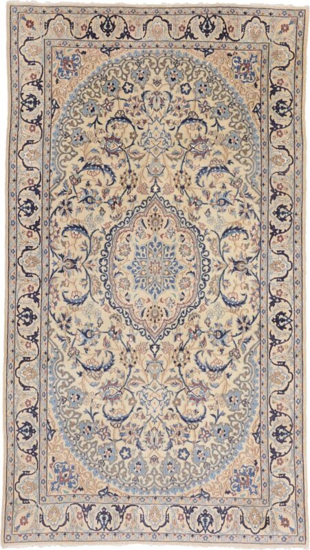 Nain Persian Rug 121 × 214 cm, Wool and Silk, hand-knotted Nain Persian Rug 121 × 214 cm, Wool and Silk, hand-knotted