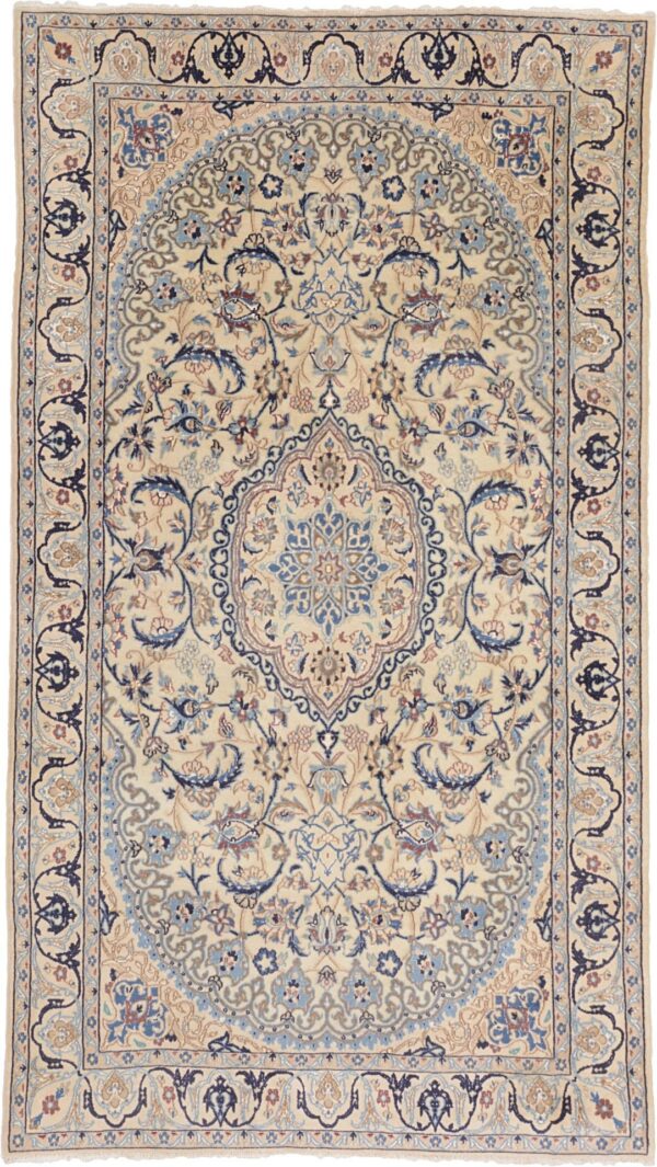 Nain Persian Rug 121 × 214 cm, Wool and Silk, hand-knotted Nain Persian Rug 121 × 214 cm, Wool and Silk, hand-knotted