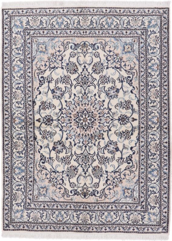 Nain Persian Rug 146 × 200 cm, Wool and Silk, hand-knotted