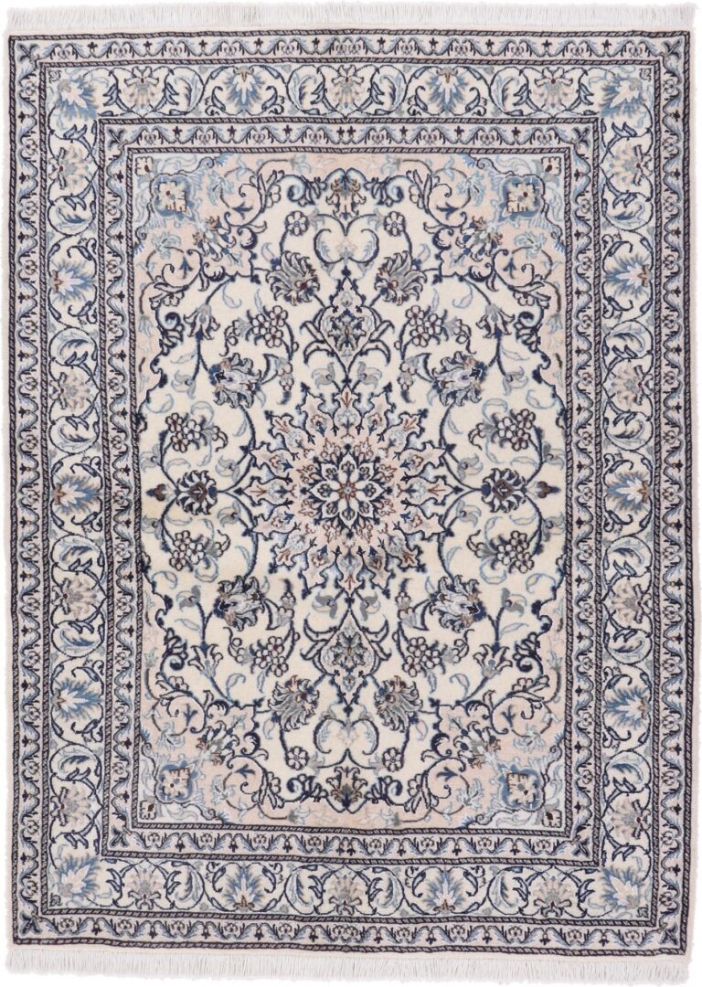 Nain Persian Rug 146 × 200 cm, Wool and Silk, hand-knotted