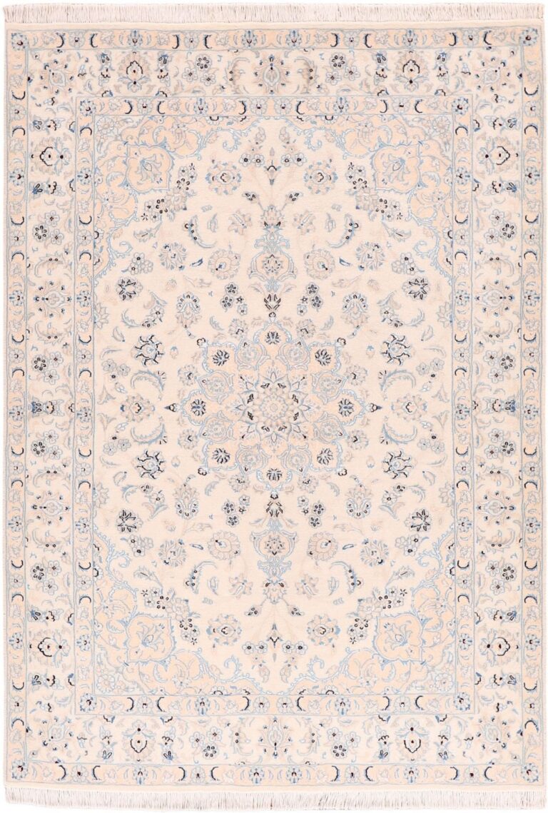 Nain Persian Rug 146 × 209 cm, Wool and Silk, hand-knotted