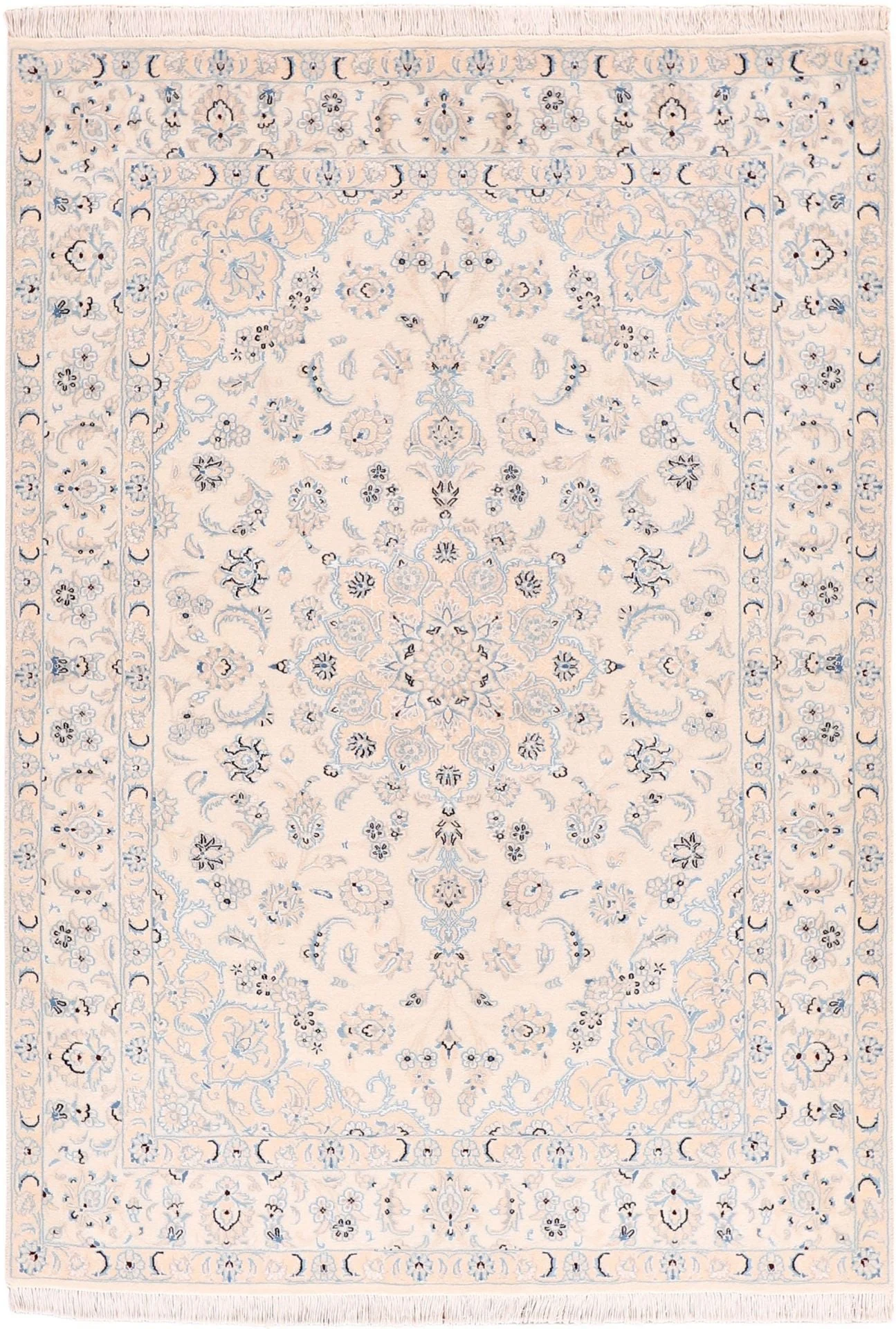 Nain Persian Rug 146 × 209 cm, Wool and Silk, hand-knotted