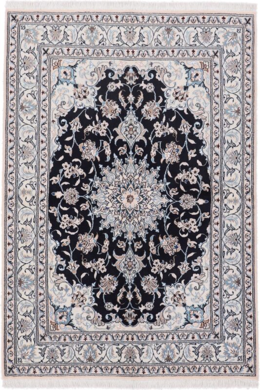 Nain Persian Rug 147 × 208 cm, Wool and Silk, hand-knotted