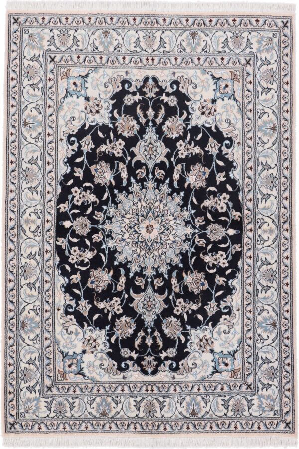 Nain Persian Rug 147 × 208 cm, Wool and Silk, hand-knotted