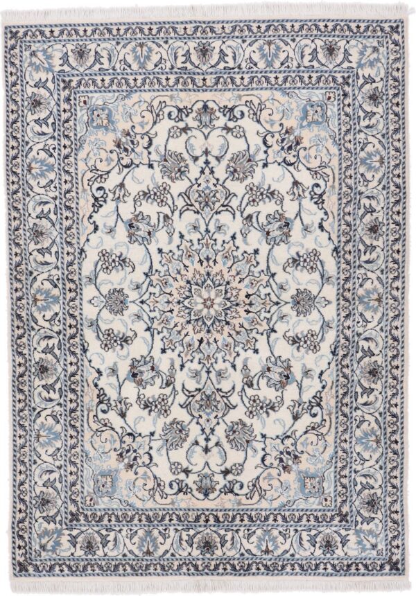 Nain Persian Rug 148 × 205 cm, Wool and Silk, hand-knotted