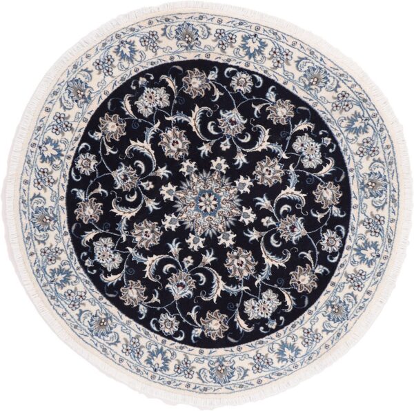 Nain Persian Rug 150 × 150 cm, Wool and Silk, hand-knotted