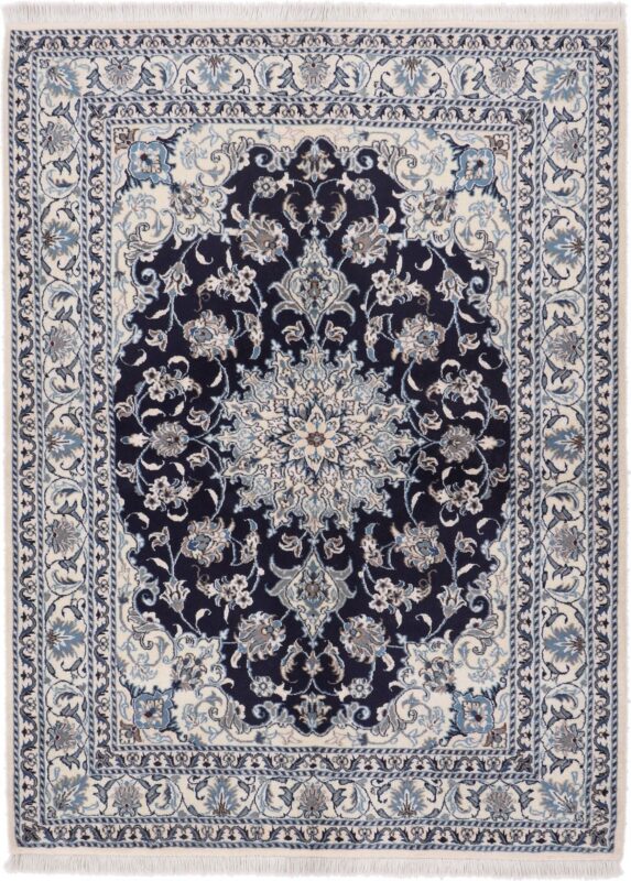 Nain Persian Rug 150 × 202 cm, Wool and Silk, hand-knotted