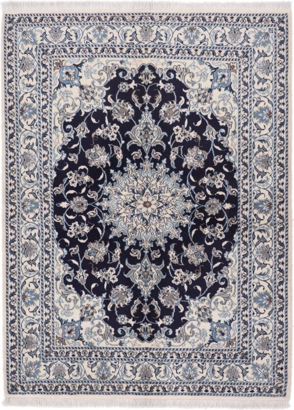 Nain Persian Rug 150 × 202 cm, Wool and Silk, hand-knotted