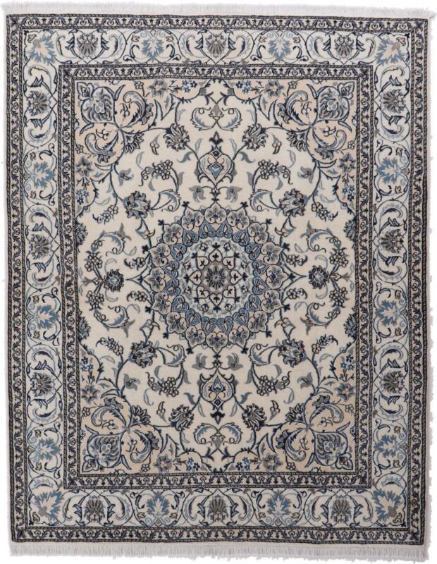 Nain Persian Rug 190 × 242 cm, Wool and Silk, hand-knotted