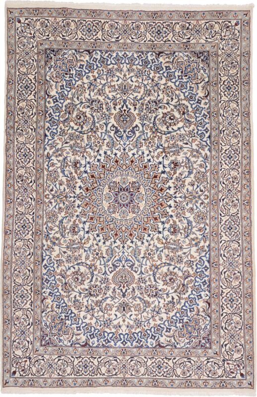 Nain Persian Rug 193 × 298 cm, Wool and Silk, hand-knotted