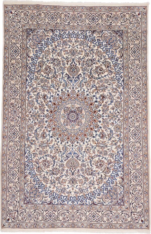 Nain Persian Rug 193 × 298 cm, Wool and Silk, hand-knotted