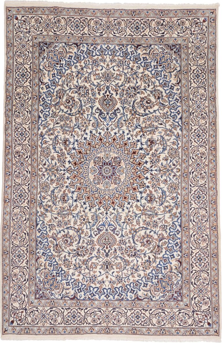 Nain Persian Rug 193 × 298 cm, Wool and Silk, hand-knotted