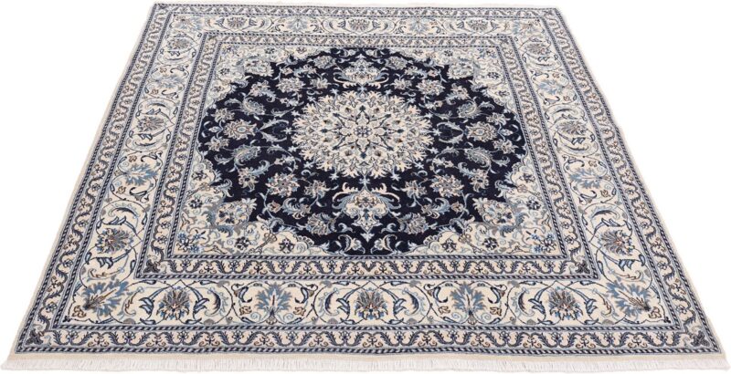 Nain Persian Rug 196 × 200 cm, Wool and Silk, hand-knotted — view 2 Nain Persian Rug 196 × 200 cm, Wool and Silk, hand-knotted — view 2