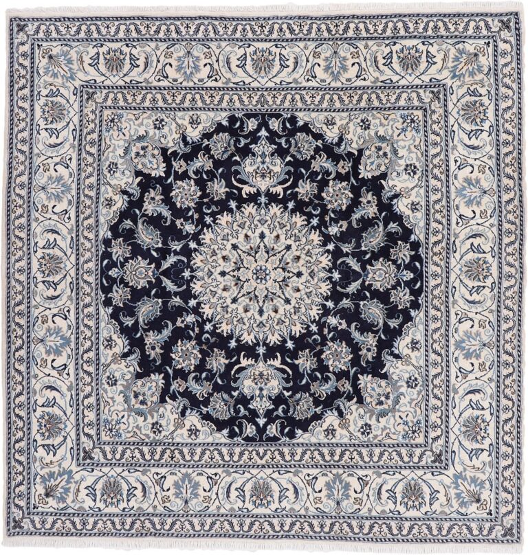 Nain Persian Rug 196 × 200 cm, Wool and Silk, hand-knotted